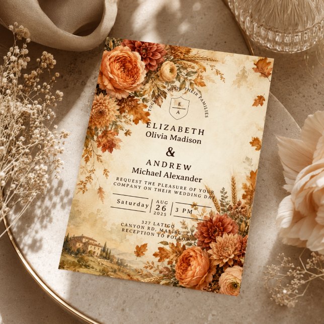 Invitación Boda rústica de otoño sin tiempo (Subido por el creador)