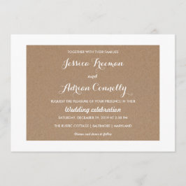 Invitación Boda rústica de papel de Kraft en el país