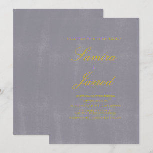 Invitación Boda Rústica de Piedra Gris Simple Concreto Amaril