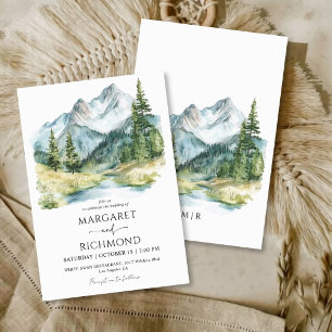 Invitación Boda rústica de pino montañoso acuarela