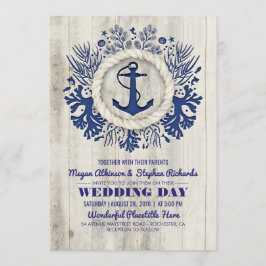 Invitación Boda Rustica de Playa de Ancla Náutica de la Marin
