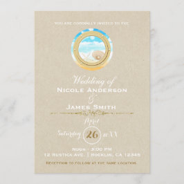 Invitación Boda rústica de playa Kraft moderna elegante