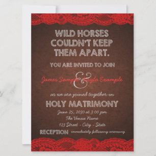 Invitación Boda Rústica de Rojo y Marrón