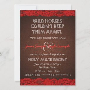 Invitación Boda Rústica de Rojo y Marrón