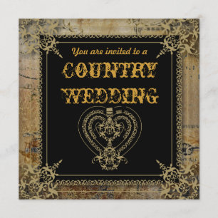 Invitación Boda rústica de salón occidental campestre