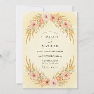 Invitación Boda Rústica de Trigo en Prado de Melocotón