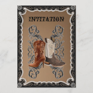 Invitación Boda rústica de vaquero en el oeste