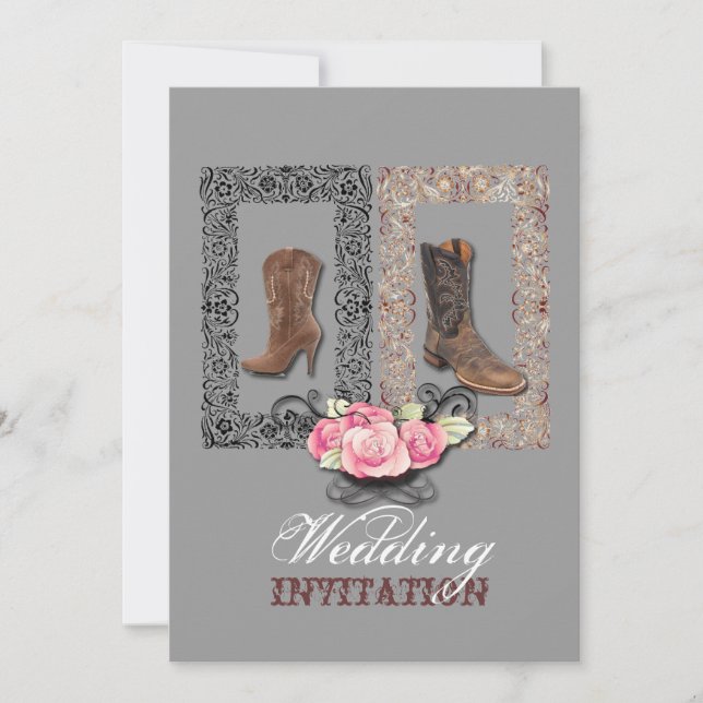 Invitación Boda rústica de vaquero en el oeste (Anverso)