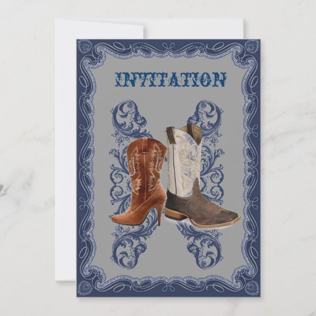 Invitación Boda rústica de vaquero en el oeste (Anverso)