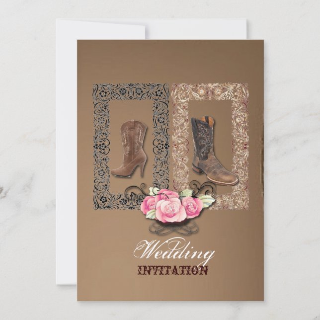 Invitación Boda rústica de vaquero en el oeste (Anverso)