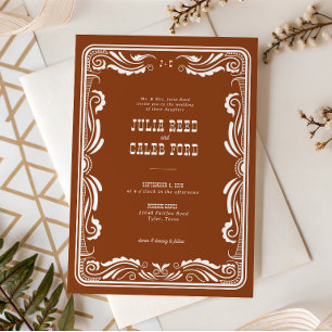 Invitación Boda rústica de vaquero occidental vintage