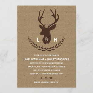Invitación Boda rústica del macho del papel del monograma el