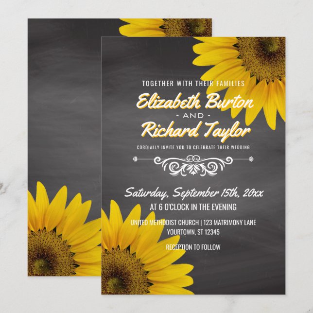 Invitación Boda rústica del país de la pizarra de los (Anverso / Reverso)