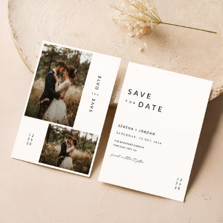 Invitación Boda Rustica Doble Lado De Fotos Ahorra La Fecha