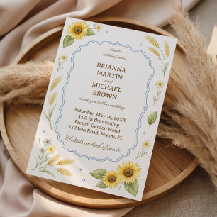 Invitación Boda Rústica Elegante de Girasoles Florales