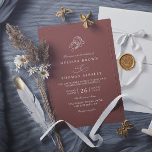 Invitación Boda rústica elegante de herradura minimalista mar