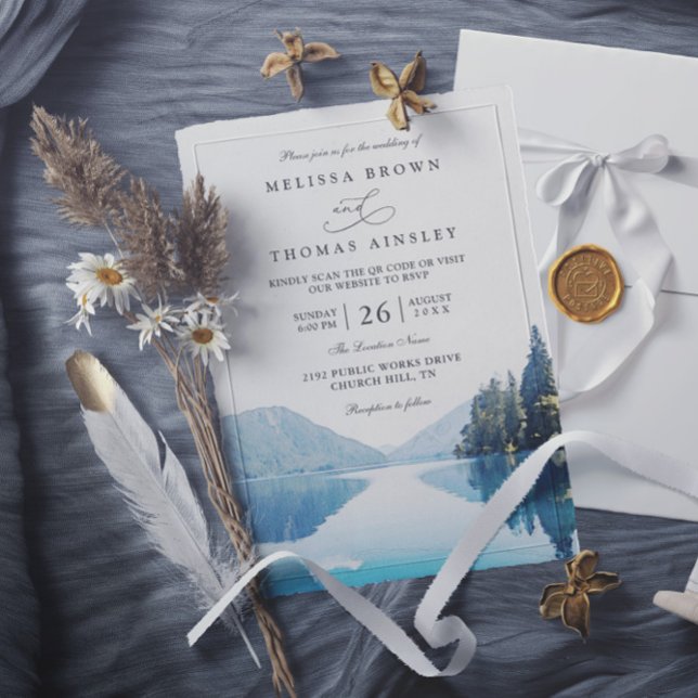 Invitación Boda Rústica en Bosque con Lago Código QR (Subido por el creador)