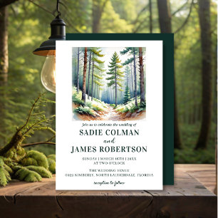 Invitación Boda Rústica en el Bosque Verde Bosques
