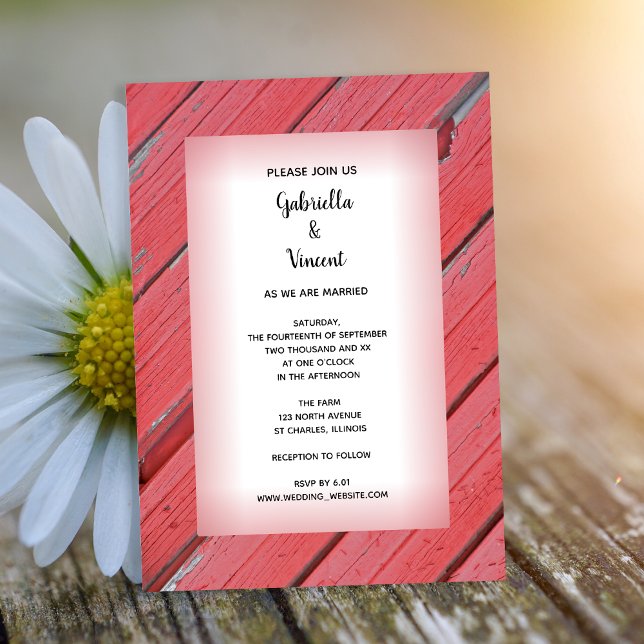 Invitación Boda rústica en el campo de la madera roja (Subido por el creador)