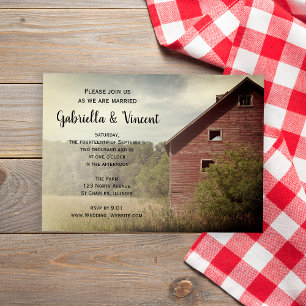 Invitación Boda rústica en el campo de los graneros rojos