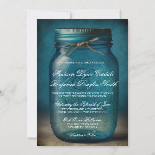 Invitación Boda rústica en el campo de Mason Jar