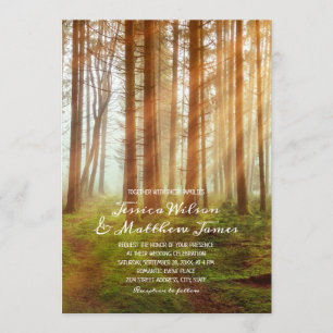 Invitación Boda rústica en el campo del bosque de pinos