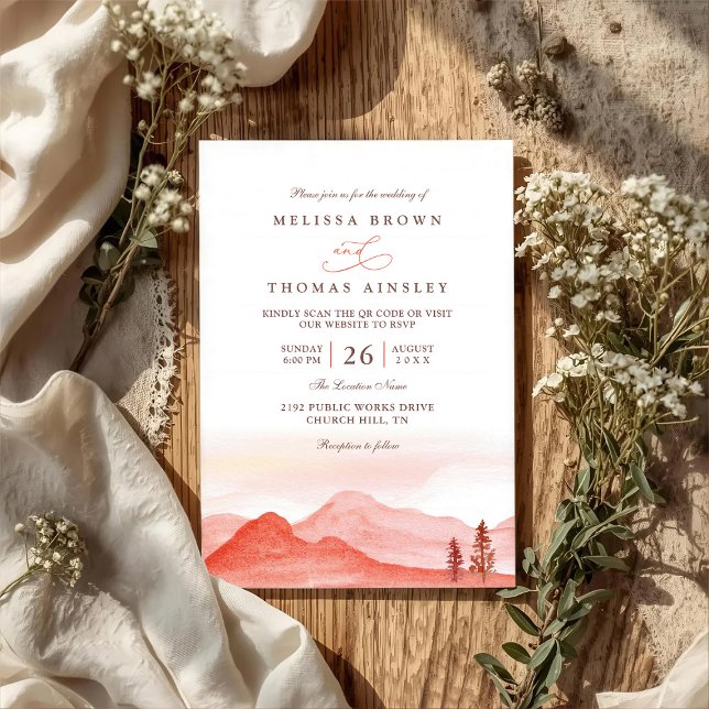 Invitación Boda rústica en el desierto boho con código QR (Subido por el creador)