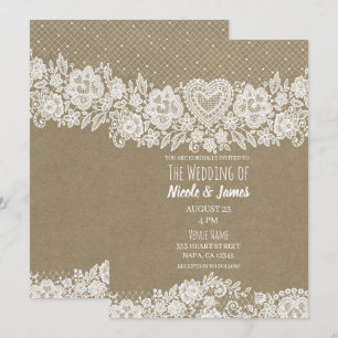 Invitación Boda rústica en el granero de Kraft & Lace Farmhou
