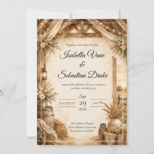 Invitación Boda rústica en granero
