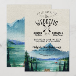 Invitación Boda rústica en la montaña junto al lago