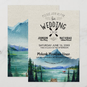 Invitación Boda rústica en la montaña junto al lago
