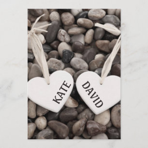 Invitación Boda Rústica en la Playa junto al Río con Guijarro