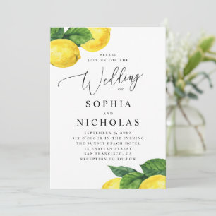 Invitación Boda Rústica en un Limonar Acuarela de Cítricos