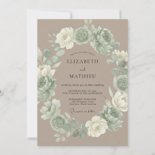 Invitación Boda Rústica en Verde Salvia Atenuado