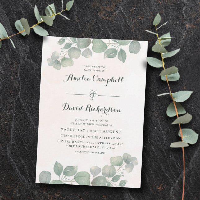 Invitación Boda Rústica Eucalipto Verde Salvia (Subido por el creador)