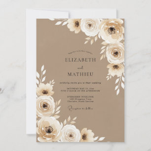 Invitación Boda Rústica Flor de Beige