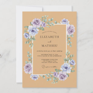 Invitación Boda Rústica Flor de Lavanda Caramelo