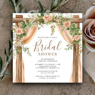 Invitación Boda Rústica Floral Boho Arco de Madera Regadera