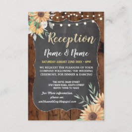 Invitación Boda Rústica Floral Recepción Girasoles Madera