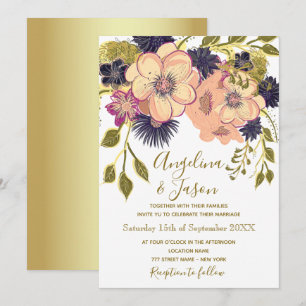 Invitación Boda Rústica Floral Rosa Claro