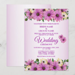 Invitación Boda Rústica Floral Rosa Elegante Amarillo
