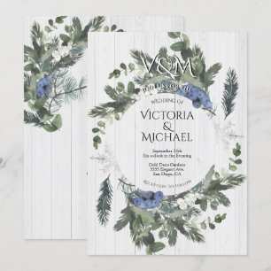 Invitación Boda Rustica Floral y Boda de Invierno de Pino