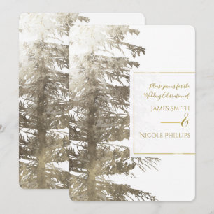 Invitación Boda Rústica Forestal de Pino con Glam dorado y bl
