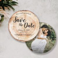 Boda Rústica Foto de Guardar la fecha Madera con g