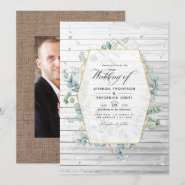 Invitación Boda Rústica Geométrica de Campo con Eucalipto