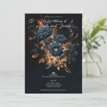 Boda Rústica Glam Boho de Azul Marino Oscuro y Dor