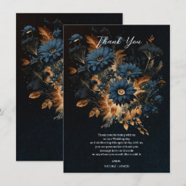 Invitación Boda Rústica Glam Boho de Azul Marino Oscuro y Dor