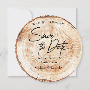 Invitación Boda Rústica Grano de Madera foto de fecha de guar