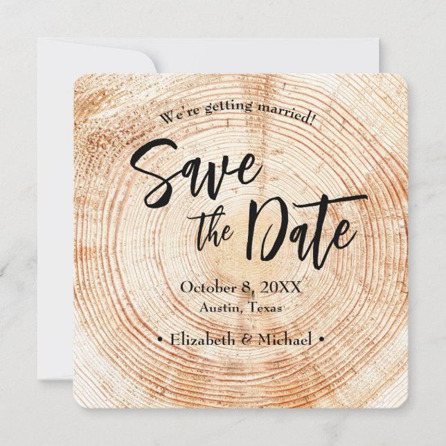 Invitación Boda Rustica Guardar la fecha con el sitio web del (Anverso)