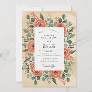 Invitación Boda Rústica Ilustrativa de Melocotón